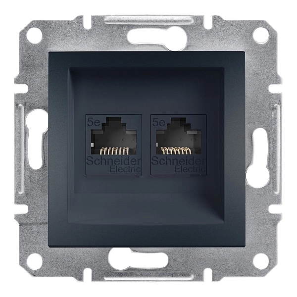 Розетка подвійна RJ45 кат 5е UTP Антрацит ASFORA (EPH4400171), Schneider Electric