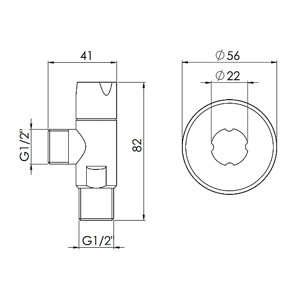 Кран кутовий Thermo Alliance Standart (ручка кругла) з керам.буксою 1/2"З х 1/2"З SF342W1515 - Фото - 2