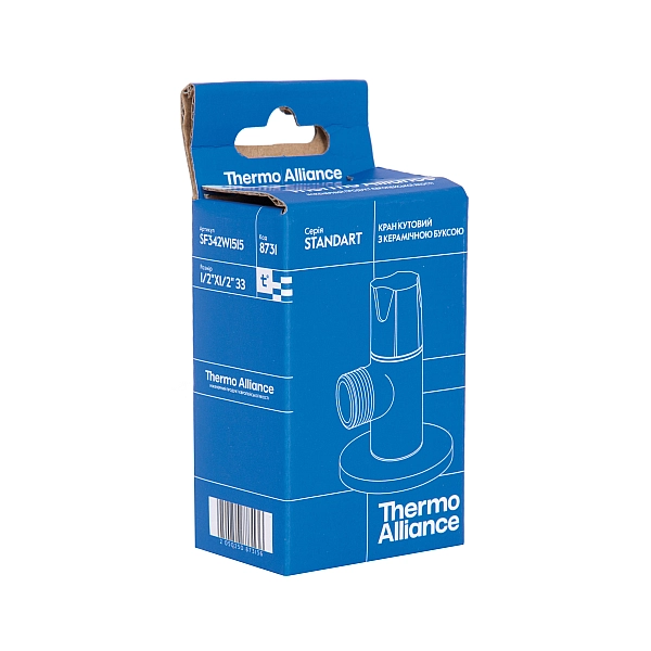 Кран кутовий Thermo Alliance Standart (ручка кругла) з керам.буксою 1/2"З х 1/2"З SF342W1515 - Фото - 8