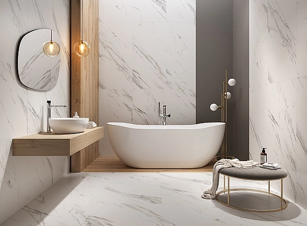 Плитка керамогранітна Calacatta Mistari White RECT 598x1198x8 Cersanit - Фото - 2