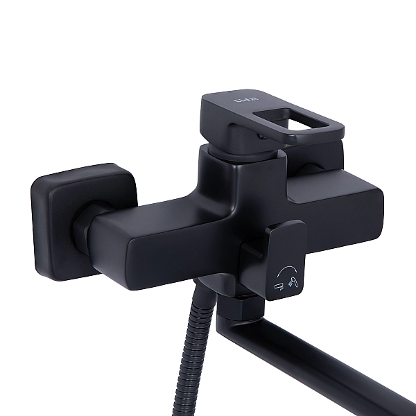 Смеситель для ванны Lidz Wawel 005 с поворотным изливом (c душевым гарнитуром) (k35) LDWAW005BLA45394 Black - Фото - 3