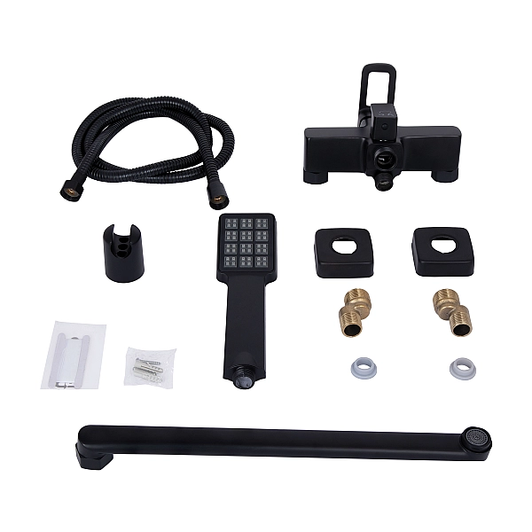 Смеситель для ванны Lidz Wawel 005 с поворотным изливом (c душевым гарнитуром) (k35) LDWAW005BLA45394 Black - Фото - 6