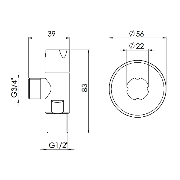 Кран кутовий Thermo Alliance Standart (ручка кругла) з керам.буксою 1/2"З х 3/4"З SF342W1520 - Фото - 2