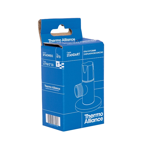Кран кутовий Thermo Alliance Standart (ручка кругла) з керам.буксою 1/2"З х 3/4"З SF342W1520 - Фото - 8