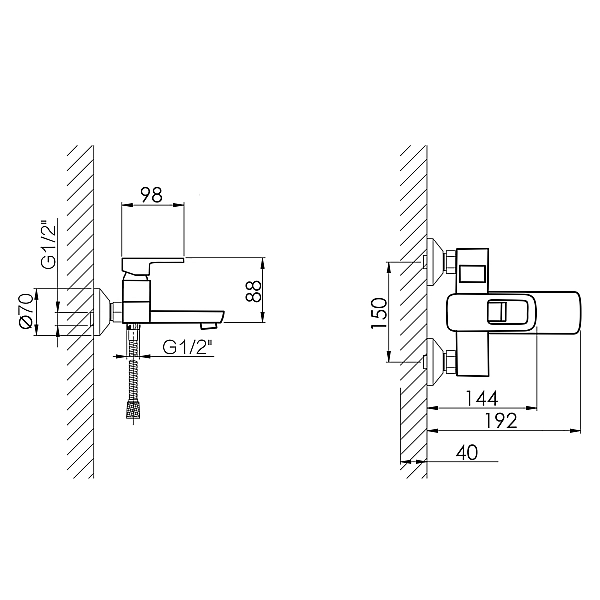 Смеситель для ванны Lidz Wawel 006 (c душевым гарнитуром) (k35) LDWAW006WHI45398 White - Фото - 2