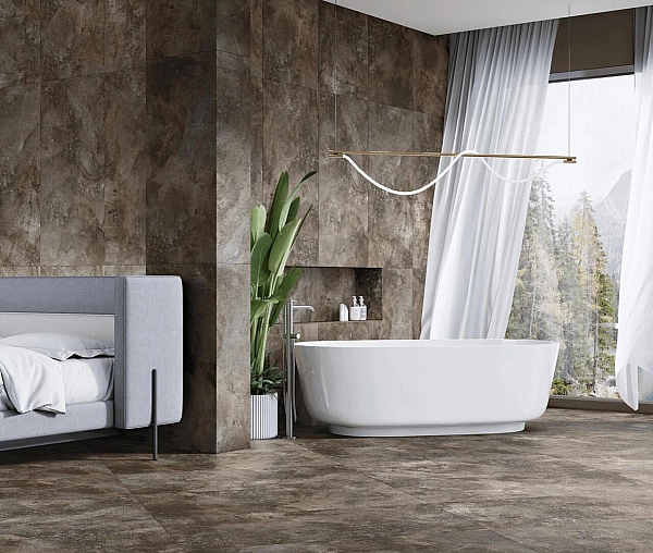 Плитка керамогранітна Iron Темно-коричневий LAP 600x600x8 Intercerama - Фото - 2