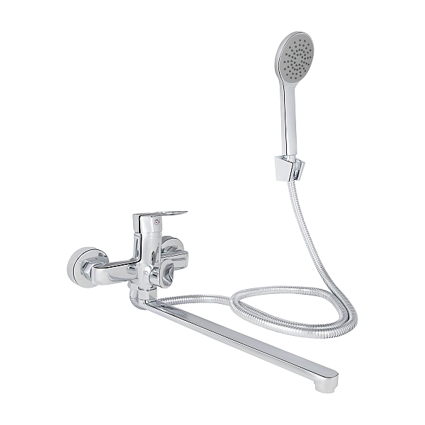 Змішувач для ванни Lidz Latwa 005 з поворотним виливом (з душовим гарнітуром) (k35) LDLAT005CRM45415 Chrome
