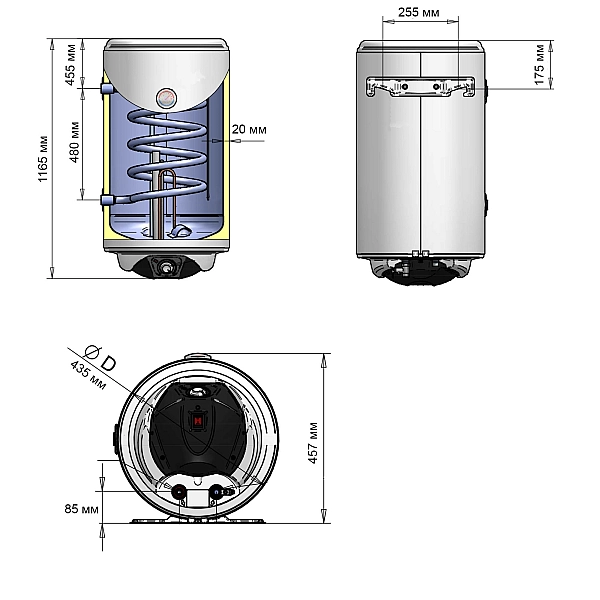 Водонагрівач електричний комбінований Thermo Alliance вертикальний 120 л. т.о. 0,30 кв.м лівий, мокрий ТЕН 2,0 кВт (CWH 12044 5S L) - Фото - 2