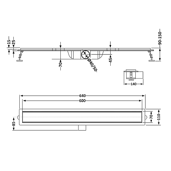 Трап из нержавеющей стали Qtap Taurus FA600 линейный с сухим затвором - Фото - 2