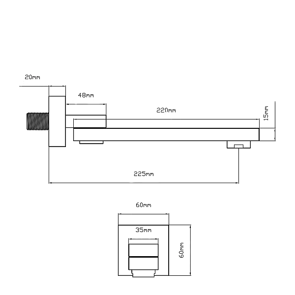 Вилив для систем прихованого монтажу Qtap Vytok 200 мм прямокутний QTVYT246BLM45937 Black Matt - Фото - 2