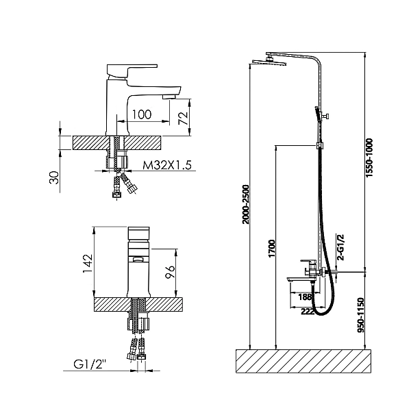 Набор смесителей Wawel 001 + Wawel 1030 White - Фото - 2