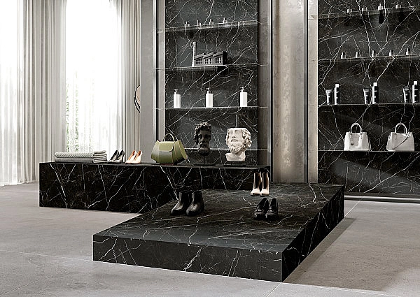 Плитка керамогранітна Desire Tri-D Black Spiek Kwarc SOFT 1600x3200x20 Paradyz - Фото - 2