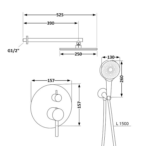 Душевая система универсальная Qtap Scorpio скрытого монтажа на два потребителя QTSCO113BLM45897 Black Matt - Фото - 2