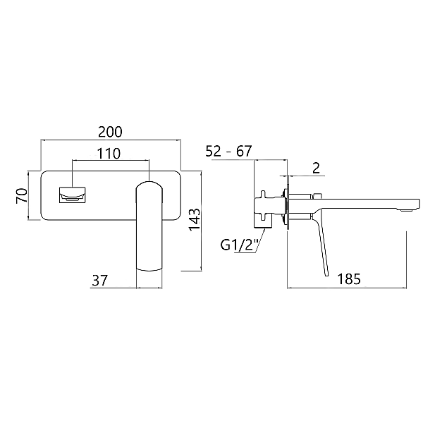 Смеситель для раковины Qtap Slavonice скрытого монтажа QTSLA273GMB45920 Gunmetal Black PVD - Фото - 2