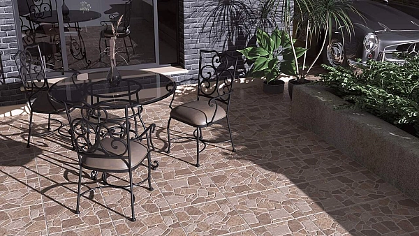 Плитка керамогранітна 2F7800 Cortile Коричневий 400x400x7 Golden Tile - Фото - 2