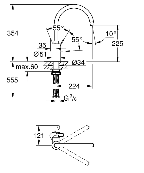 Змішувач для кухні Eurosmart Cosmopolitan (32843002), Grohe - Фото - 3
