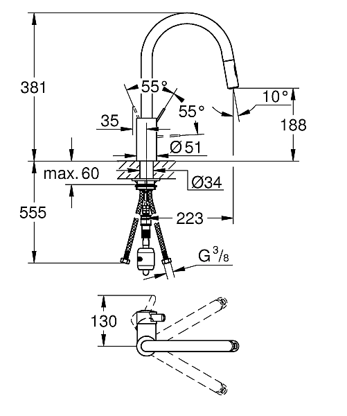 Змішувач для кухні Eurosmart Cosmopolitan (31481001), Grohe - Фото - 3