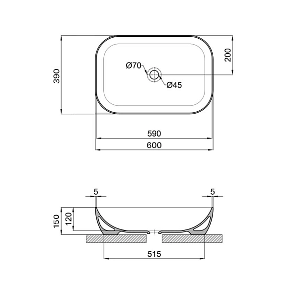 Раковина-чаша Qtap Robin 600x390x150 White QT13112143PW - Фото - 2