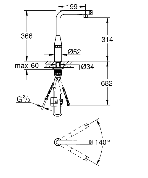 Змішувач для кухні Essence SmartControl (31615000), Grohe - Фото - 4