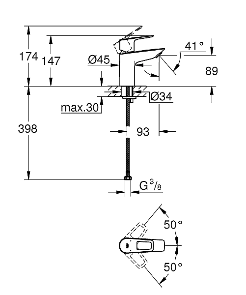 Змішувач для умивальника S-Size BauLoop New 23337001 Grohe - Фото - 3