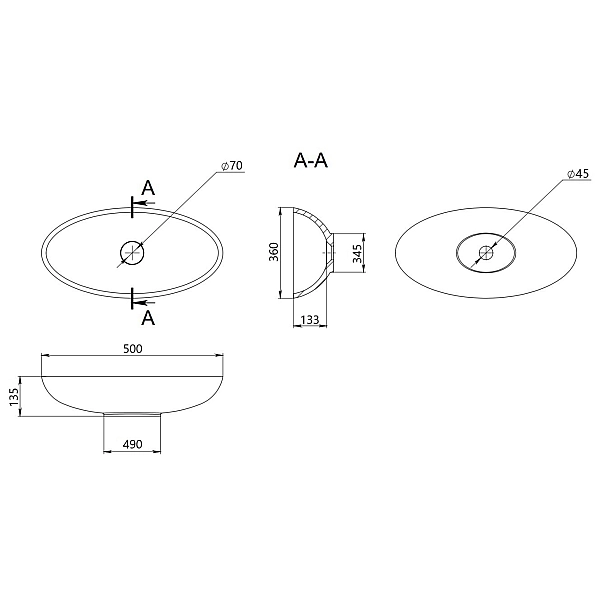 Раковина-чаша Qtap Kolibri 500x360x140 White QT10116065W - Фото - 2
