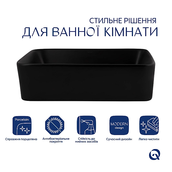 Раковина-чаша Qtap Tern 480х370х135 Matt black QT176069MB - Фото - 3