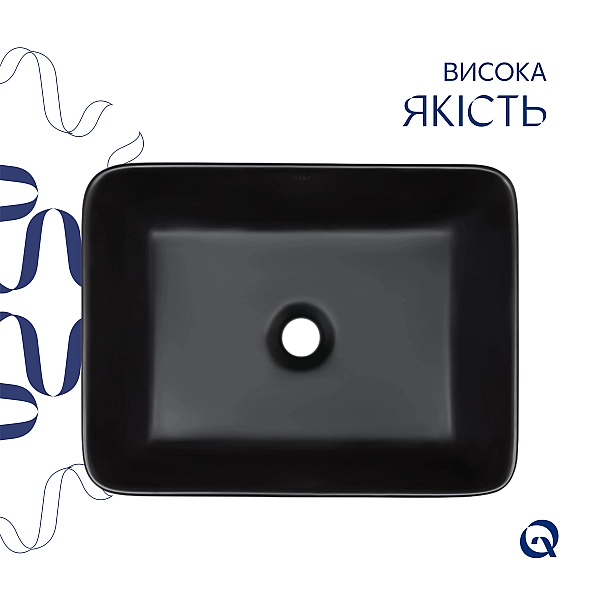 Раковина-чаша Qtap Tern 480х370х135 Matt black QT176069MB - Фото - 4