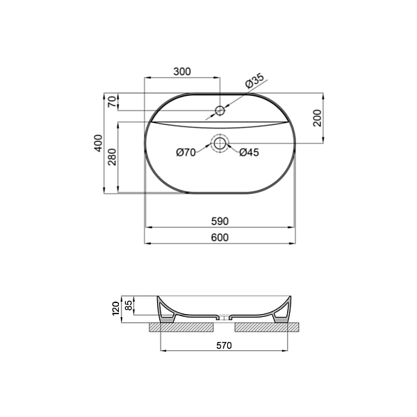 Раковина Qtap Scorpio 600х400х120 White QT14118045W - Фото - 2
