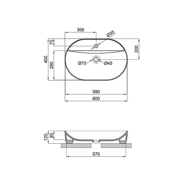 Раковина-чаша Qtap Scorpio 600х400х120 Matt black QT142203MBMBN - Фото - 2