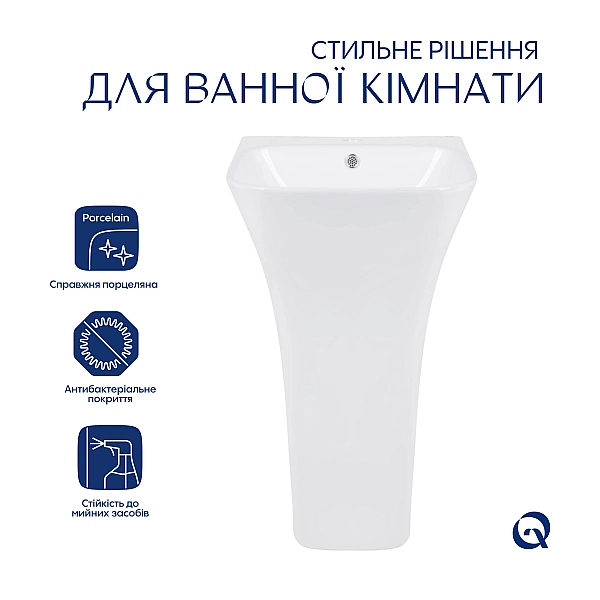 Раковина для підлоги моноблок Qtap Crow 445x420x840 White QT0511G315WN - Фото - 3