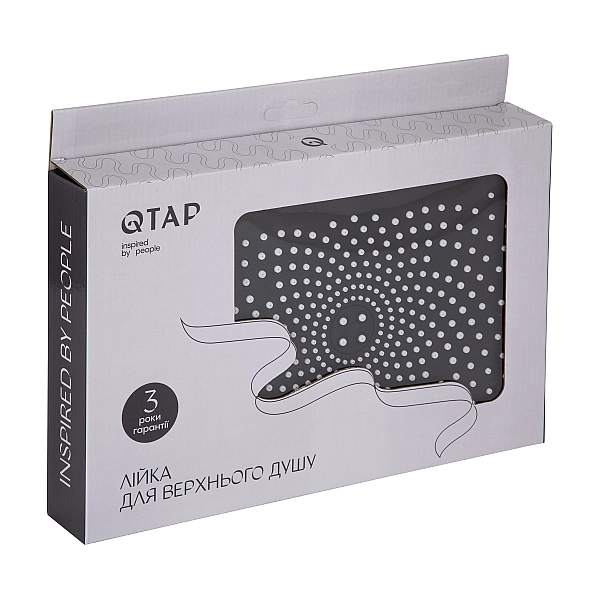 Лейка для верхнего душа Qtap Hlavova 260x180 мм прямоугольная QTHLA107CRM45784 Chrome/Black - Фото - 5