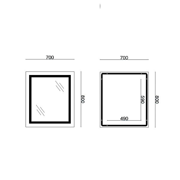 Дзеркало Lidz Kubis 700х800 з LED-підсвічуванням Touch, з антизапотіванням, з димером, рег. яскравості LD78LF9048070 - Фото - 2