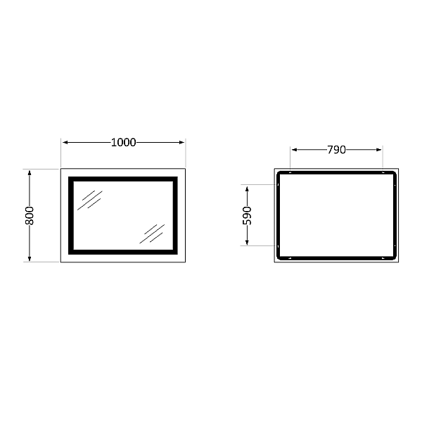 Дзеркало Lidz Kubis 1000х800 з LED-підсвічуванням Touch, з антизапотіванням, з димером, рег. яскравості LD78LF61410080 - Фото - 2
