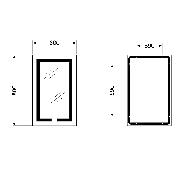 Дзеркало Lidz Kubis 600х800 з LED-підсвічуванням Touch, з антизапотіванням, з димером, рег. яскравості LD78LF9376080 - Фото - 2