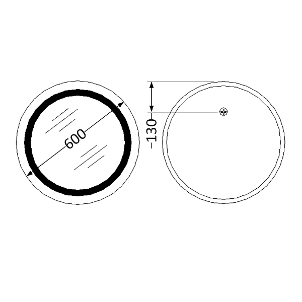 Дзеркало Lidz Aria R600 з LED-підсвічуванням Touch, з антизапотіванням, з димером, рег. яскравості LD78LR600 - Фото - 2