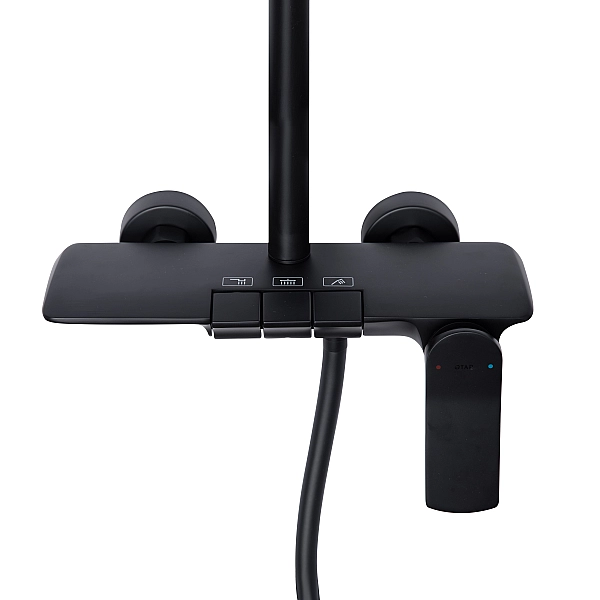 Душова система універсальна Qtap Slavonice на три споживача (з виливом) QTSLA111BLM45906 Black Matt - Фото - 11