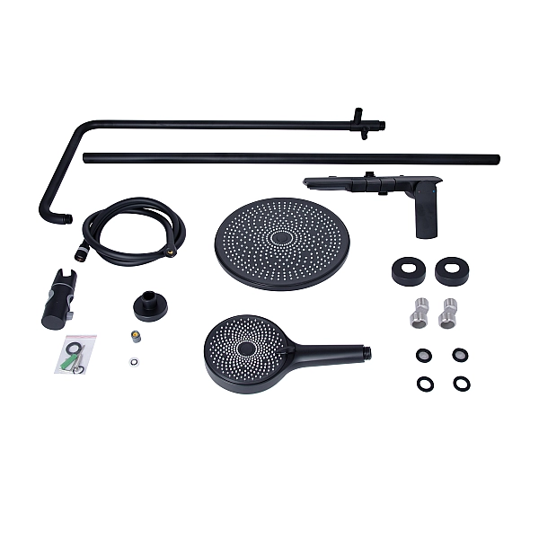 Душова система універсальна Qtap Slavonice на три споживача (з виливом) QTSLA111BLM45906 Black Matt - Фото - 12