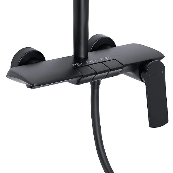 Душова система універсальна Qtap Slavonice на три споживача (з виливом) QTSLA111BLM45906 Black Matt - Фото - 3