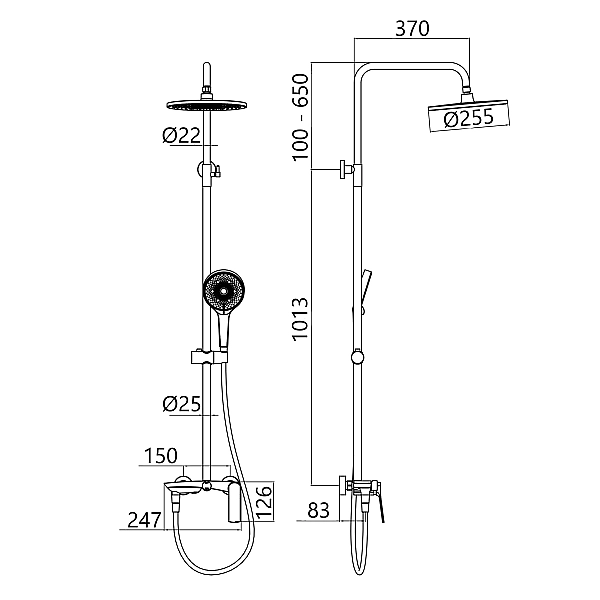 Душова система універсальна Qtap Slavonice на три споживача (з виливом) QTSLA111GMB45910 Gunmetal Black PVD - Фото - 2