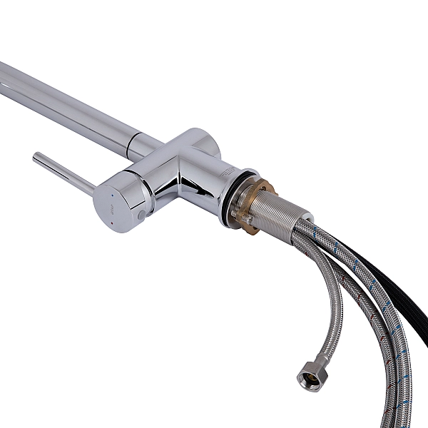 Смеситель для кухни Qtap Rozcesti с выдвижным изливом с подключением для питьевой воды QTROZ366CRM45938 Chrome - Фото - 7