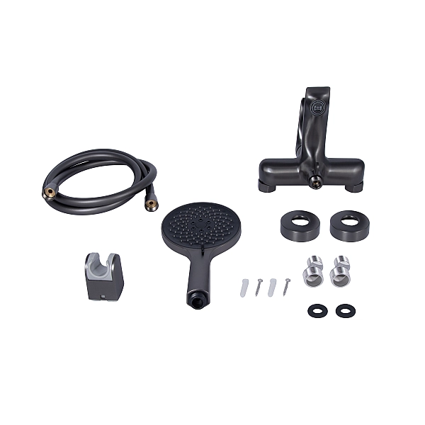 Змішувач для ванни Qtap Vlasta New (з душовим гарнітуром) QTVLA259GMB45643 Gunmetal Black PVD - Фото - 7