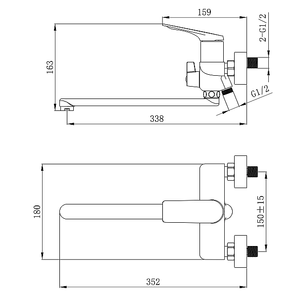 Змішувач для ванни Qtap Vlasta New з довгим поворотним виливом (з душовим гарнітуром) QTVLA260CRM45644 Chrome - Фото - 2