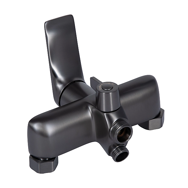 Змішувач для ванни Qtap Vlasta New з довгим поворотним виливом (з душовим гарнітуром) QTVLA260GMB45645 Gunmetal Black PVD - Фото - 3