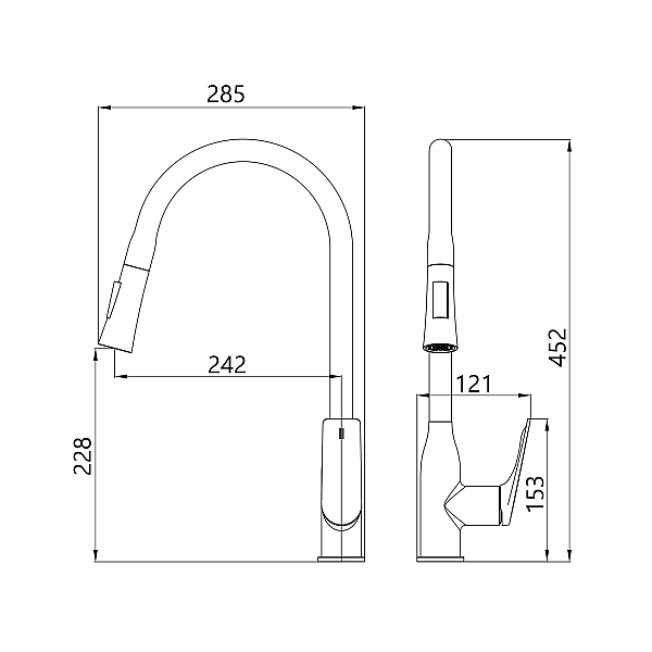 Змішувач для кухні Qtap Vlasta New з висувним виливом QTVLA344CRM45646 Chrome - Фото - 2