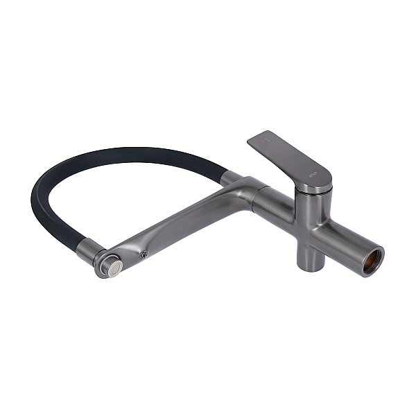 Змішувач для кухні Qtap Vlasta New з гнучким виливом з підключенням для питної води QTVLA364GMB45649 Gunmetal Black PVD - Фото - 8