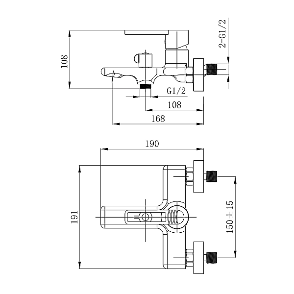 Смеситель для ванны Qtap Taurus (c душевым гарнитуром) QTTAU259CRM45661 Chrome - Фото - 2