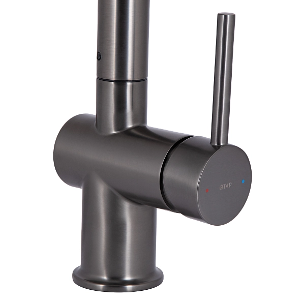 Смеситель для кухни Qtap Rozcesti с выдвижным изливом с подключением для питьевой воды QTROZ367GMB45942 Gunmetal Black PVD - Фото - 4