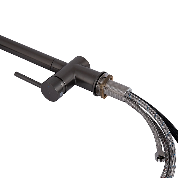 Смеситель для кухни Qtap Rozcesti с выдвижным изливом с подключением для питьевой воды QTROZ367GMB45942 Gunmetal Black PVD - Фото - 7