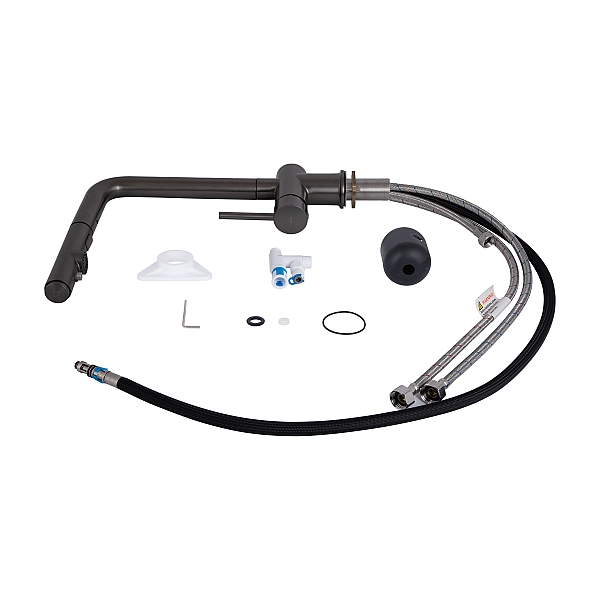 Смеситель для кухни Qtap Rozcesti с выдвижным изливом с подключением для питьевой воды QTROZ367GMB45942 Gunmetal Black PVD - Фото - 8