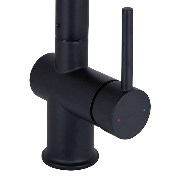 Змішувач для кухні Qtap Rozcesti з висувним виливом з підключенням для питної води QTROZ367BLM45943 Black Matt - Фото - 4